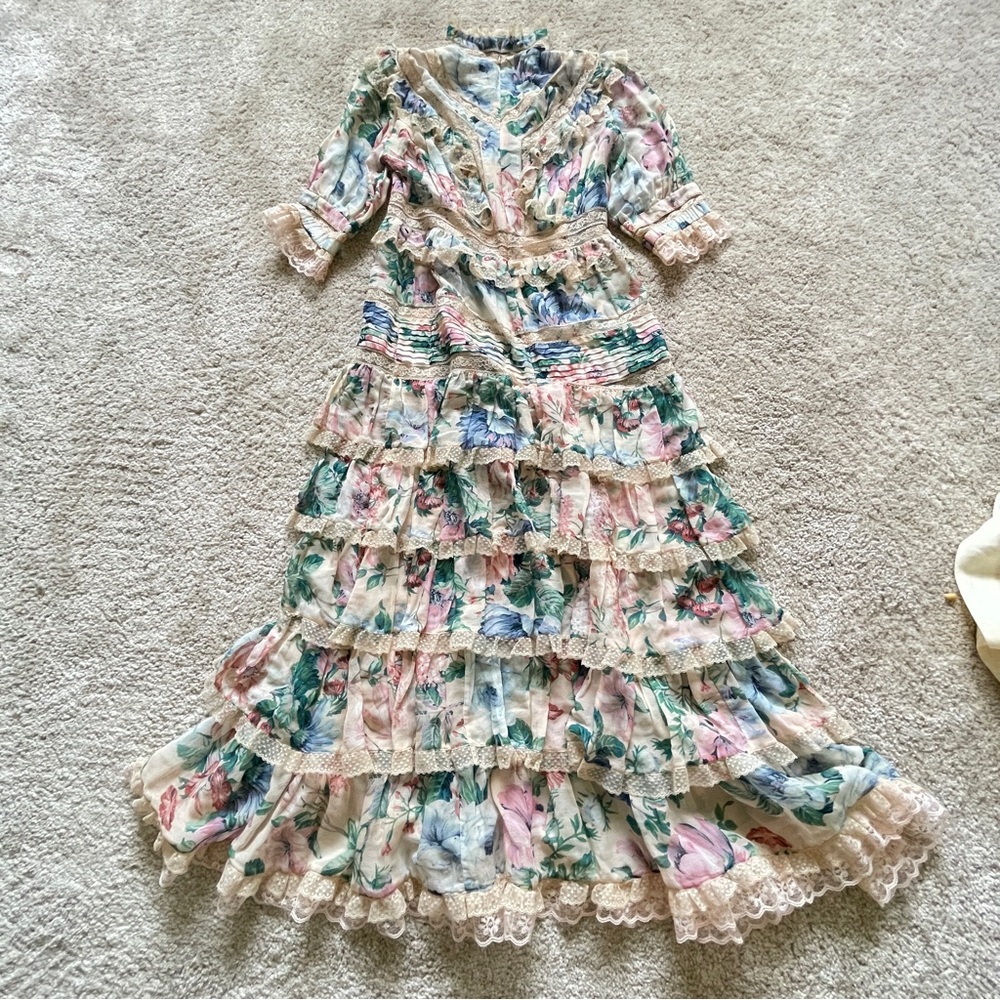 Zimmermann Multicolor Floral Midi Dress size 1 - Picture 8 of 13